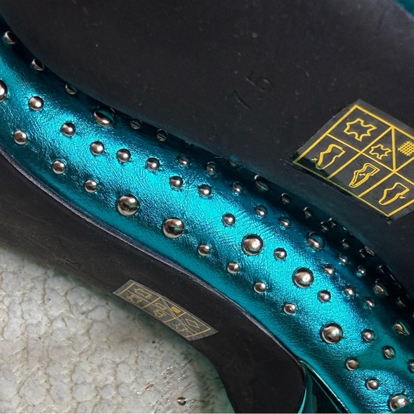 Jeffrey Campbell Iconic-E Stiletto Studded Boots Aqua Blue Metallic - Picture 7 of 9